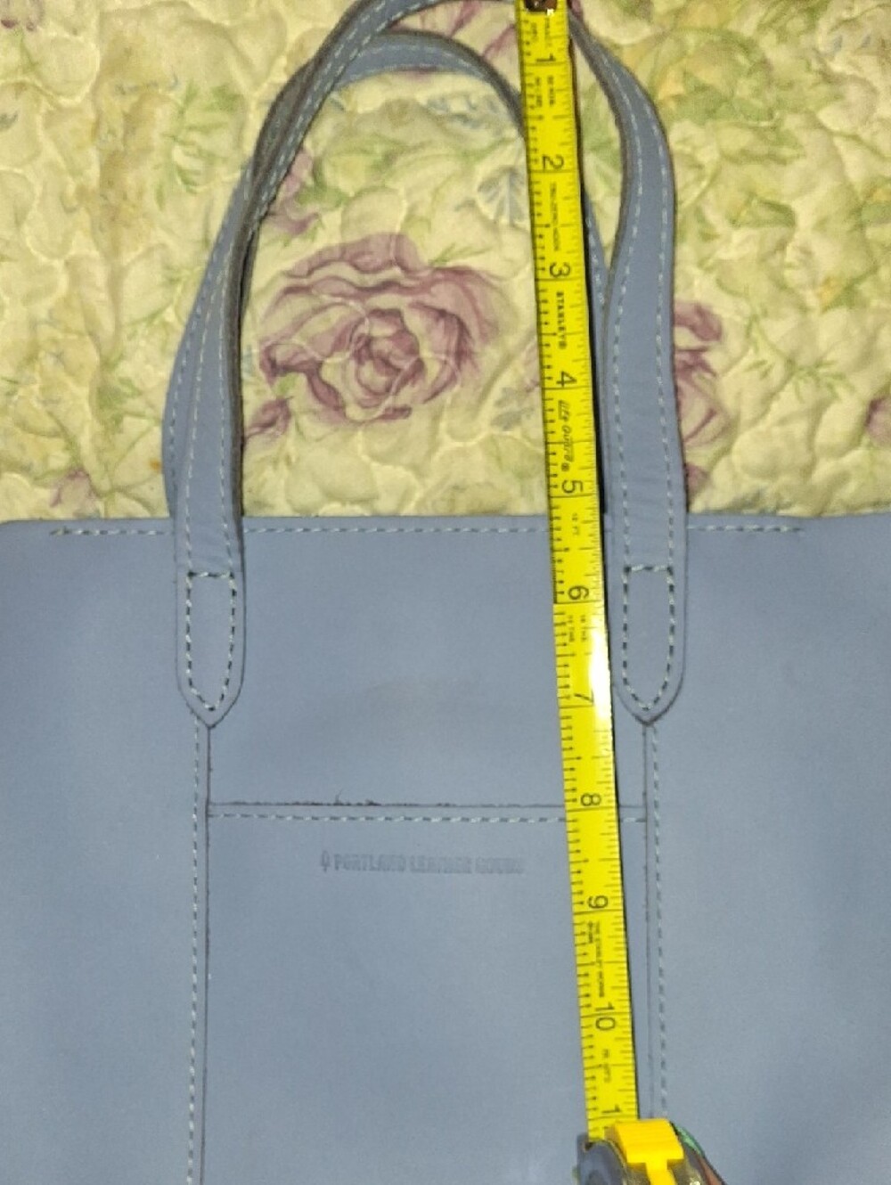 Light Blue Leather Tote with Removable Strap - Picture 8 of 16